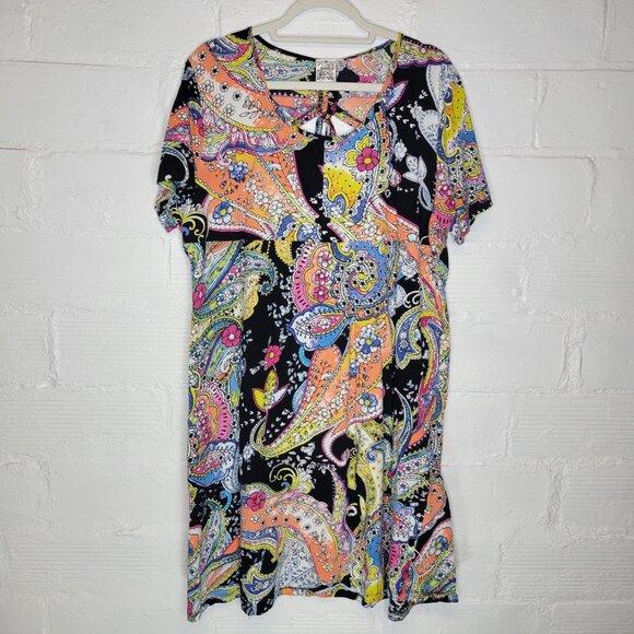Parsley & Sage Dresses & Skirts - Parsley & Sage Women's Size 1X Dress Knee Length Flowers Orange Black